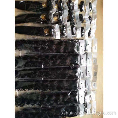 Straight 10-28 inchs human hair extension remy human virgin hair bundles 13x4 Lace Closure free sample hair bundles